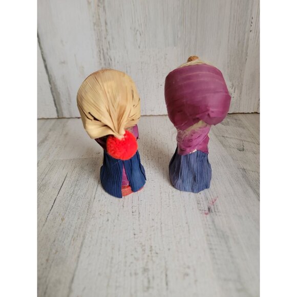 Vintage corn husk caroler doll girl set unique decor Xmas - Picture 5 of 7